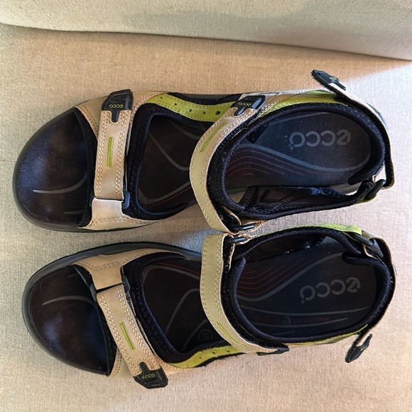 ECCO Women’s Adjustable Sport Leather Sandals Tan Black Size 10-10.5 (41) - Picture 4 of 10